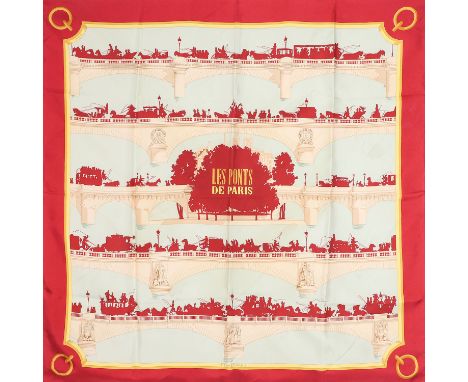 AUFLÖSUNG EINER SAMMLUNG. HERMÈS Seidencarré "LES PONTS DE PARIS", by Hugo Grygkar, Entwurf erstmals erschienen 1953. Akt. NP
