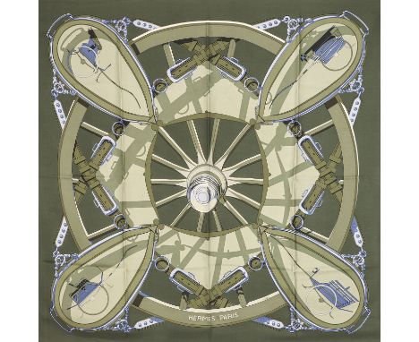 AUFLÖSUNG EINER SAMMLUNG. HERMÈS Seidencarré "MOYEUX GRAY", by Vladimir Rybaltchenko, Entwurf erstmals erschienen 1978. Akt. 