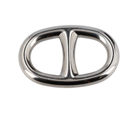 AUFLÖSUNG EINER SAMMLUNG. HERMÈS Tuchring "CHAIN D´ANCRE", akt. NP.: 170,-€. Versilberter Edelstahl mit Palladiumauflage. Box