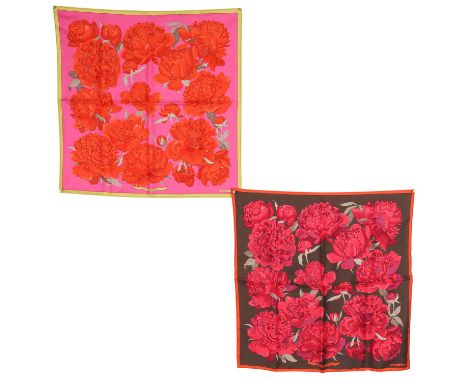 AUFLÖSUNG EINER SAMMLUNG. HERMÈS Seidencarré "LES PIVOINES GAVROCHE", by Christiane Vauzelles, Entwurf erstmals erschienen 19