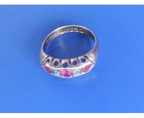 A small five stone fire opal & diamond ring.