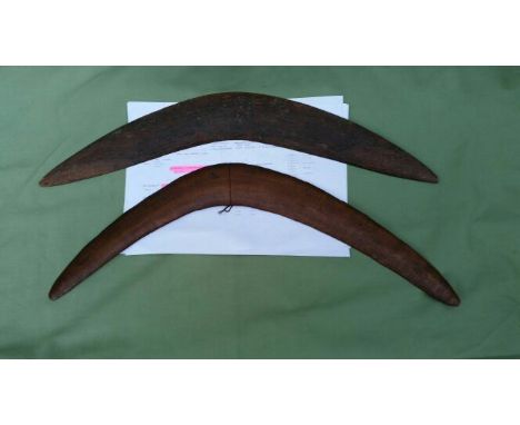 Two antique Aboriginal boomerangs, the longest 21” - together with family provenance,