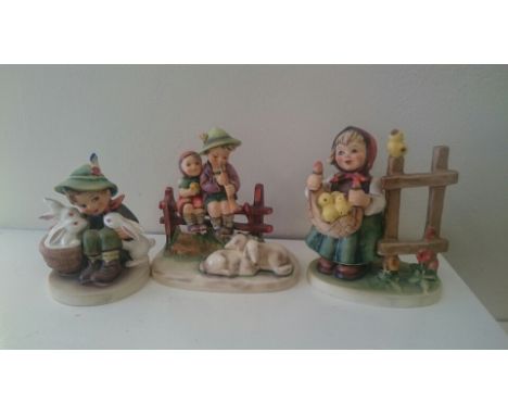 Three Hummel figure groups – Eventide, Playmates and Chicken-Licken.
