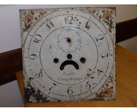 A 19thC 8 day movement for a longcase clock with square painted dial – Bentley, Kingsbridge , 12” square – a/f.