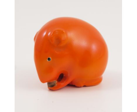 A Royal Worcester netsuke, modelled as an orange mouse, dated circa 1913, height 1.25ins   Condition report:  Good condition