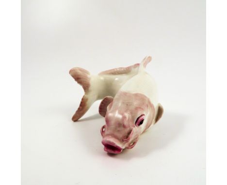 A Royal Worcester netsuke, modelled as a white carp, dated circa 1930, height 1.75ins   Condition report:  Crazed
