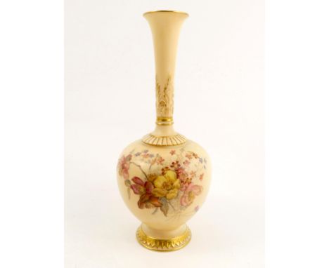 A Royal Worcester blush ivory vase, decorated with floral sprays, shape number 1661, dated 1893, height 9ins   Condition repo