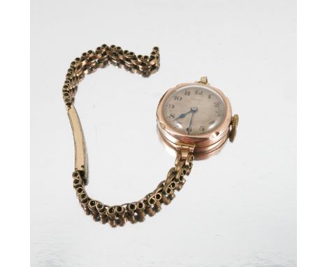 Rolex, a lady's 9 carat gold wrist watch, Glasgow import marks for 1928, the rayed signed dial with black Arabic numerals and