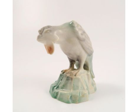 A Royal Worcester netsuke, modelled as a Black Cock, dated circa 1933, height 3ins   Condition report:  Crazed