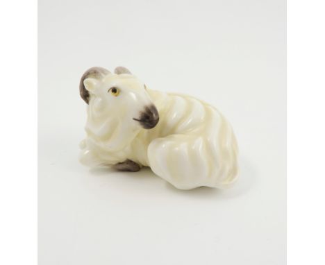 A Royal Worcester netsuke, modelled as a Ram, dated circa 1955, height 1.5ins   Condition report:  Good condition