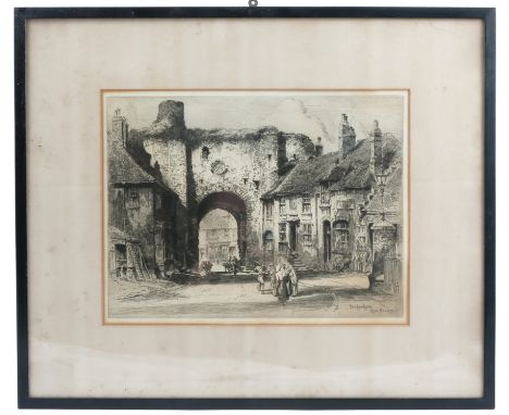 Reginald Green, black and white etching, The Mermaid Inn Rye Sussex, 6.5ins x 8.25ins, together with Charles Watson, La Place