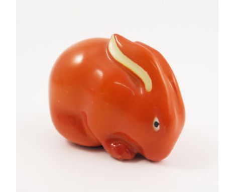 A Royal Worcester netsuke, modelled as an orange rabbit, dated circa 1913, height 1.25ins   Condition report:  Small scratch 