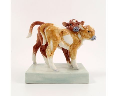 A Royal Worcester model, from the Zoo Babies series, calves, modelled by Doris Lindner, shape number 3146, dated 1938, height