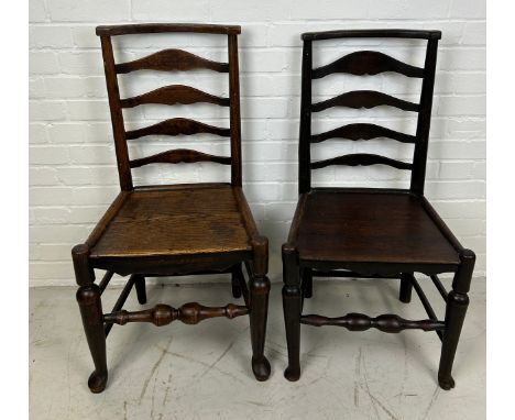 TWO 19TH CENTURY LADDER BACK CHAIRS, 92cm x 47cm x 34cm 