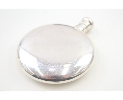 A 925 STERLING SILVER GARRARD AND CO PLAIN CIRCULAR HIP FLASK, Weight: 124gms