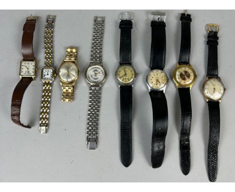 A COLLECTION OF EIGHT WATCHES TO INCLUDE: French 15 jewels, Rotary 17 jewels incabloc rolled gold, Seiko quartz, MOD 15 jewel