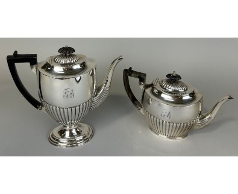 A SILVER PLATED COFFEE POT AND TEA POT (2) 