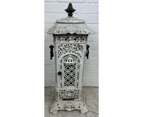 A VICTORIAN CAST IRON WHITE PAINTED OUTDOOR LAMP, 75cm H 