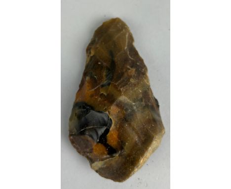 A PALAEOLITHIC FLINT HAND AXE,10cm LVery finely formed, from Reculver, Kent Old British collection 