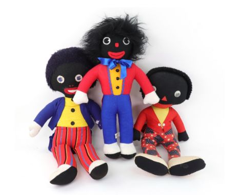 A Golliwogg doll by Triangle/Pedigree with stitched fabric filled body, 51cms, another larger by Chad Valley, 59cms, and a st