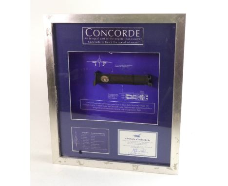 Concorde - An integral part of the engine that powered Concorde to twice the speed of sound, framed with Certificate of Authe