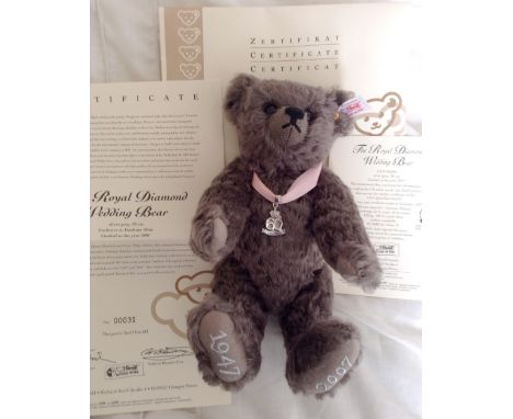 A modern Steiff Diamond Jubilee 2012 bear, 27cm, with certificate, original box and packaging, together with a modern Steiff 