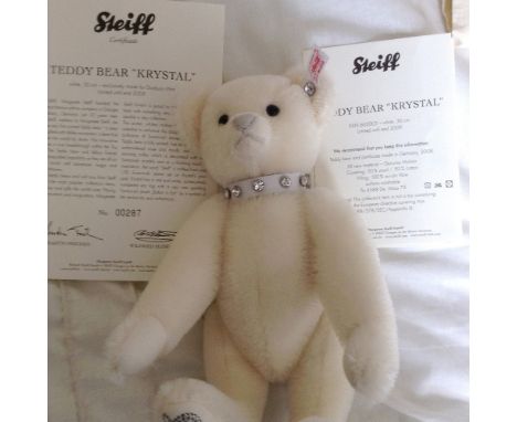 A modern Steiff Krystopher Bear, 28cm, with certificate, box and packaging, together with a modern Steiff Krystall Bear, 28cm