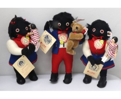 A Steiff Button-In-Ear "Molly Golliwogg Goes To The Circus" doll, 20cms, another Steiff Golliwogg "G & Teddy B", 22cms, and a