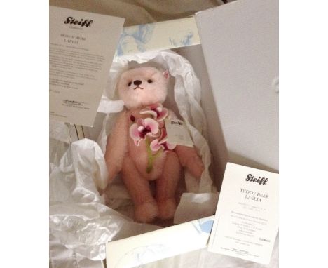 A modern Steiff Laelia Bear, 31cm, with certificate, box and packaging, together with a modern Steiff Chantilly Bear, 26cm, w