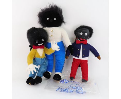 A Golliwogg doll by Merrythought V&A Golliwogg 31/250, 34cms, another Merrythought stitched cord and velveteen Golliwogg doll