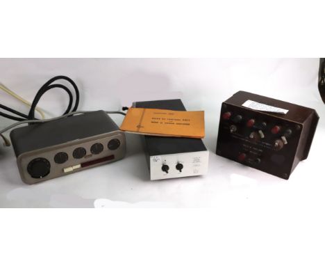 A Quad 22 control unit with instruction booklet, a Wharfdale half section separation unit crossover frequencies 800 and 500 c