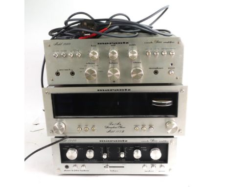 A Marantz FM/AM stereophonic tuner, model 115B, a Marantz console stereo amplifier, model 1060, and a Marantz console stereo 