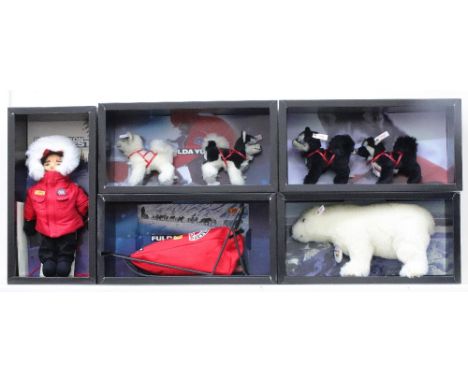 A Steiff Husky Sledge Set, 1998-2000, limited edition, consisting of one musher, one sledge, five huskies (in 3 boxes) and on