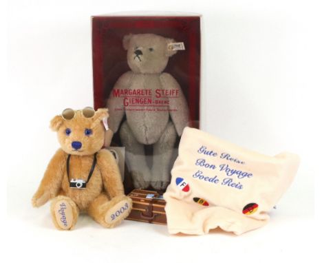 A modern Steiff Reisebar, 2003, 28cm, with certificate and bag, and a Steiff Teddy bear 1902 replica, designed by Richard Ste