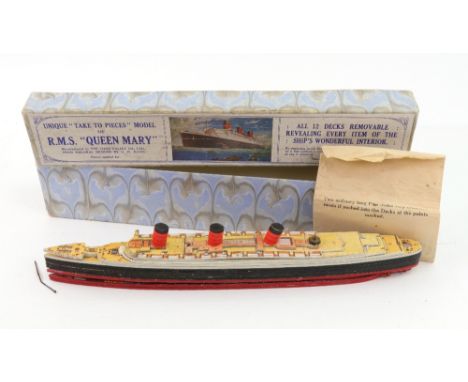 Chad Valley Unique "Take To Pieces" model of R.M.S. "Queen Mary", boxed.