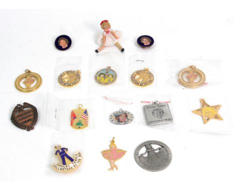 An enamel badge by Roden, London for the Sunday Chronicle Shirley Temple League, a matching lapel badge, 2.5cm diameter, a gi