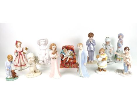 Royal Doulton figure "Sleepy Head" HN 2114, 12cms, together with "Another Bedtime" HN 3418, 2 Royal Worcester figures "And So