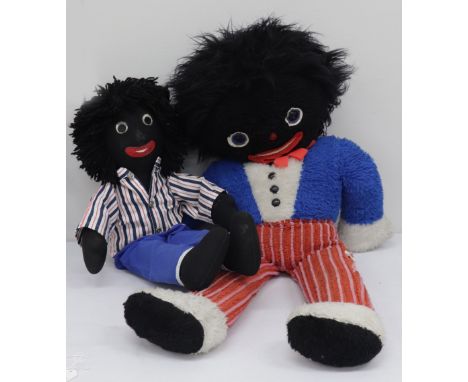A Chad Valley Chiltern Golliwogg doll with plush jacket and cord trousers, 86cms, together with a stitched fabric jointed Gol