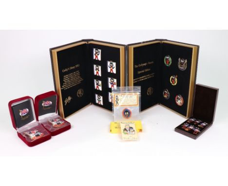 A collection of Robertsons Golly enamel badges, the 1940's brooch collection boxed; "The Great Golly Giveaway Children In Nee