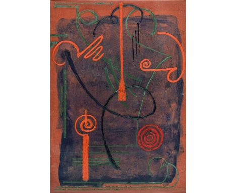 ⊕ ABSTRACT COMPOSITION WITH BELL PULLoil on board50 x 71cm; 19 3/4 x 28in54 x 75cm; 21 1/4 x 29 1/2in (framed)No retouching e