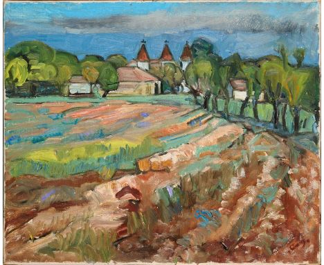 ⊕ CHARRY - PLOUGHED FIELDsigned Cronyn lower rightoil on canvas50.5 x 61cm; 20 x 24inunframedLooking across fields to the 15t