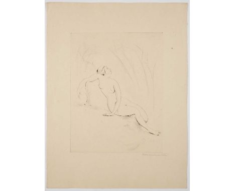 ⊕ SEATED NUDE FROM 'LOVES OF ZEUS'signed on the mount Gmayermarton lower rightetching32 x 24.5cm; 12 1/2 x 9 3/4in50 x 37.5cm
