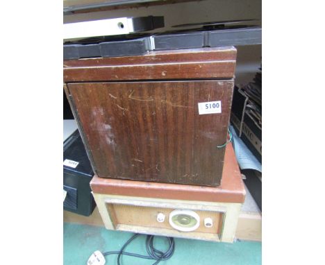 A paper tape recorder and vintage record player