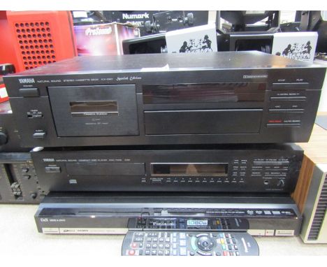 A Yamaha CD player and cassette deck and a Panasonic DVD recorder
