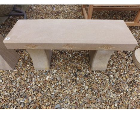 A Stonemason made lime stone garden bench - Width 1.01 m x Depth 33 cm 