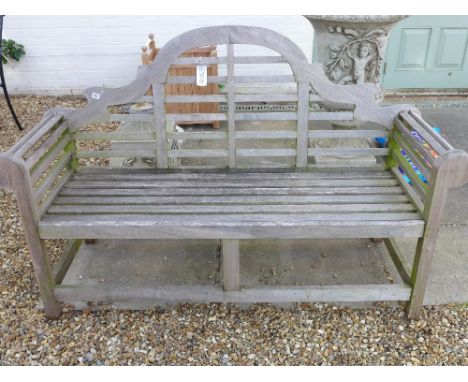 A weathered teak Lutyens bench  