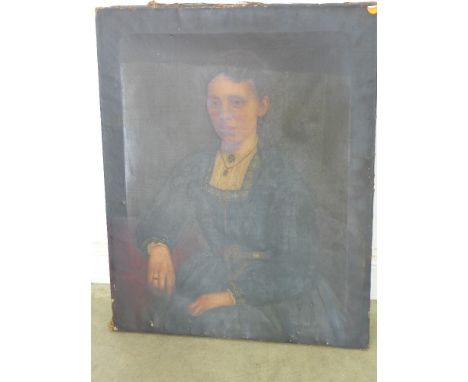 An unsigned 19th century portrait oil on canvas - 90 cm x 74 cm