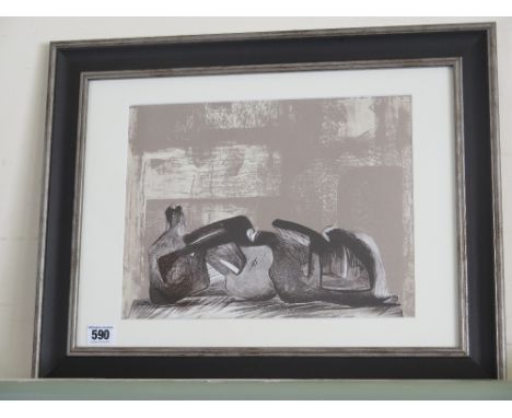 Henry Moore original Lithograph - Reclining figure 1977 - 23 cm x 30 cm