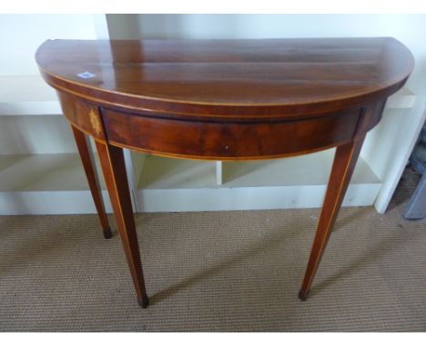 A 19th century mahogany and inlaid demi lune card table