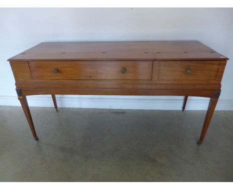 A 19th century mahogany and inlaid Spinet case on square tapering legs - Length 164 cm 